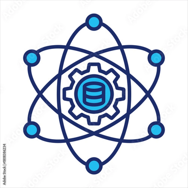 Obraz Data science icon vector illustration in blue duo-tone style