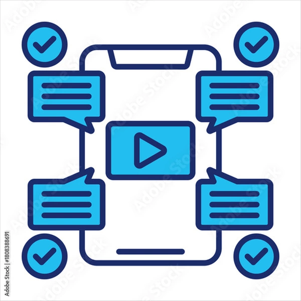 Obraz Digital media icon vector illustration in blue duo-tone style