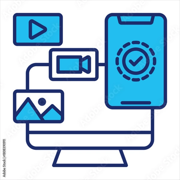 Obraz Digital Content icon vector illustration in blue duo-tone style