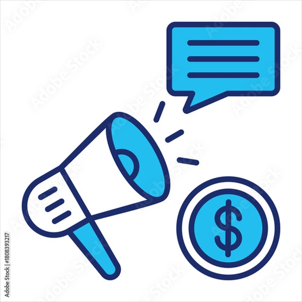 Obraz Promotion icon vector illustration in blue duo-tone style