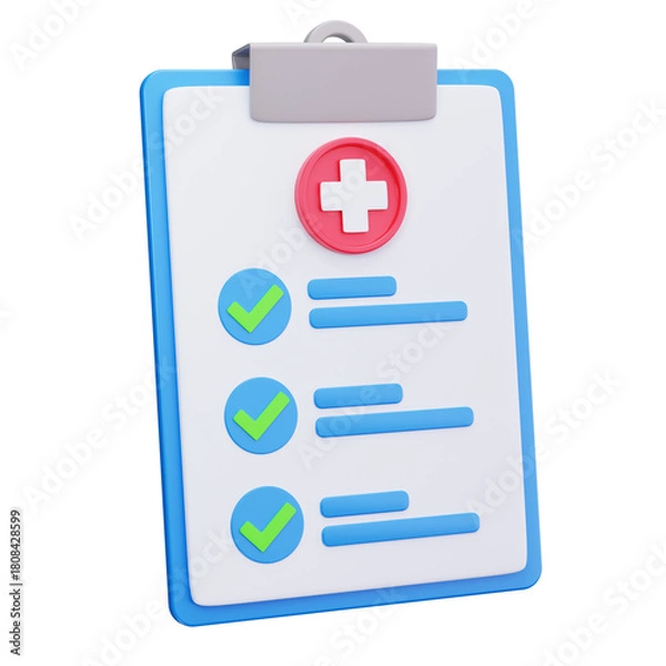 Fototapeta 3D Medical Checklist Clipboard Health Report