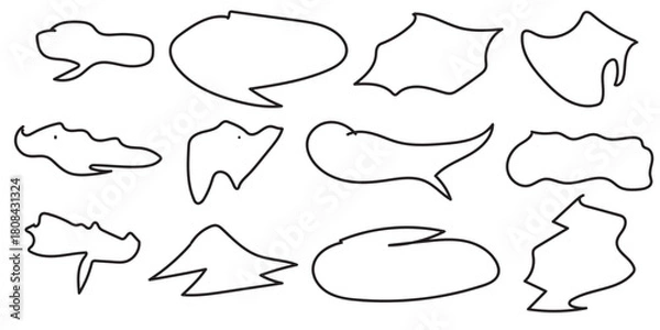 Obraz Crayon speech bubble children set. Round, cloud and star frame for text. Chalk texture dialog speech balloon. Crayon bubble for talk and children comic design. Vector illustration