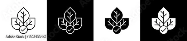 Fototapeta Ecology icon set in line and glyph style on black and white background