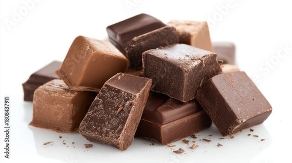 Obraz A pile of chocolate bars with different flavors and sizes. Concept of indulgence and pleasure, as the chocolate bars are piled high and ready to be enjoyed