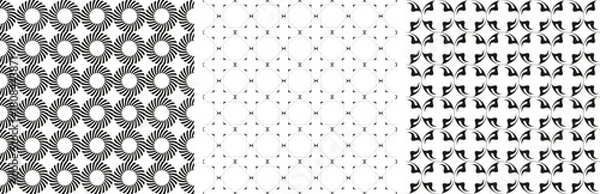 Fototapeta Set Abstract Shapes Pattern Pack Modern Geometric Collection of Seamless Designs strip circle, unique square outline, unique symbol