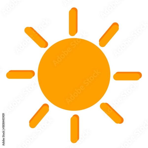 Obraz Bright sun icon in flat style. Shining yellow sun vector.