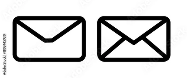 Obraz Email, letter, and message sign icons in flat and line styles. Isolated on a white background.