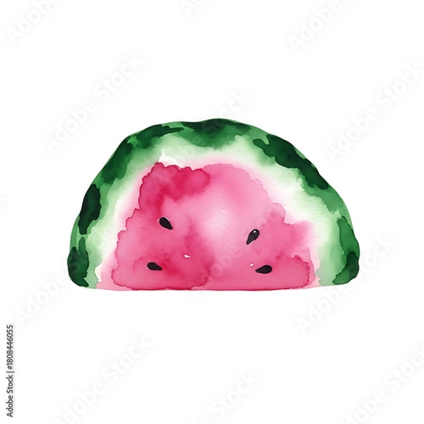Fototapeta Watercolor Clipart of Watermelon Slice, Isolated on White Background, High Quality, Artistic Design