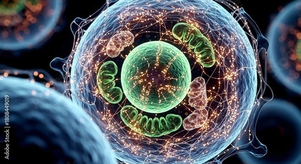 Obraz Intricate Cell Structure with Mitochondria and Endoplasmic Retic
