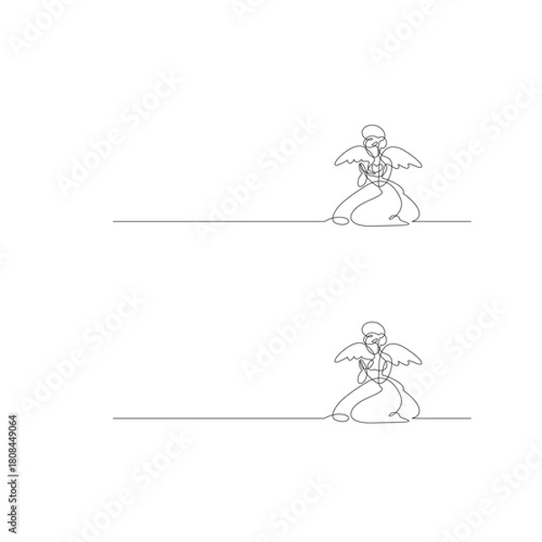 Fototapeta Angel. Continuous line art drawing vector illustration.