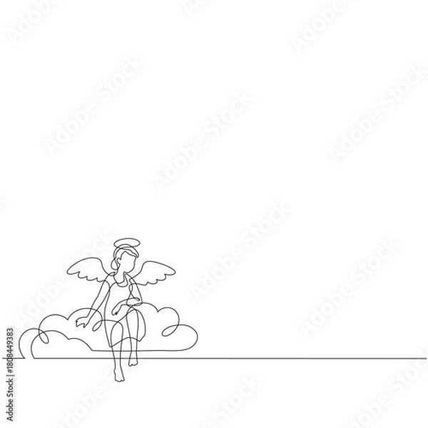 Obraz Angel. Continuous line art drawing vector illustration.