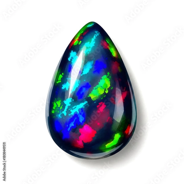Fototapeta Vibrant Colorful Opal Drop, Isolated on White Background, High-Quality Clipart Illustration