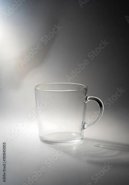 Obraz Minimalist transparent mug standing in a clean elegant setting, still life