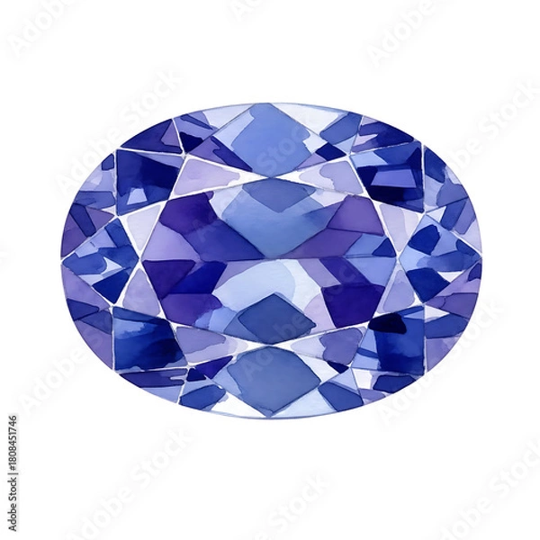 Fototapeta Elegant Blue Sapphire Gemstone, Isolated on White Background, High-Quality Illustration, Botanical Style, Close-Up View