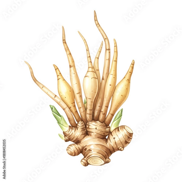 Fototapeta Botanical Illustration, Cardamom Pods, Isolated on White Background, Watercolor Art, High Quality, Single Object