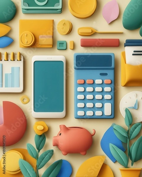 Obraz Creative Business and Finance Concepts with Flat Lay Design