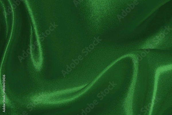 Fototapeta Dark green fabric cloth texture for background and design art work, beautiful crumpled pattern of silk or linen.