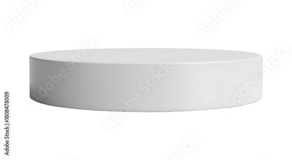Fototapeta White cylinder platform for a minimalist product showcase isolated on transparent background