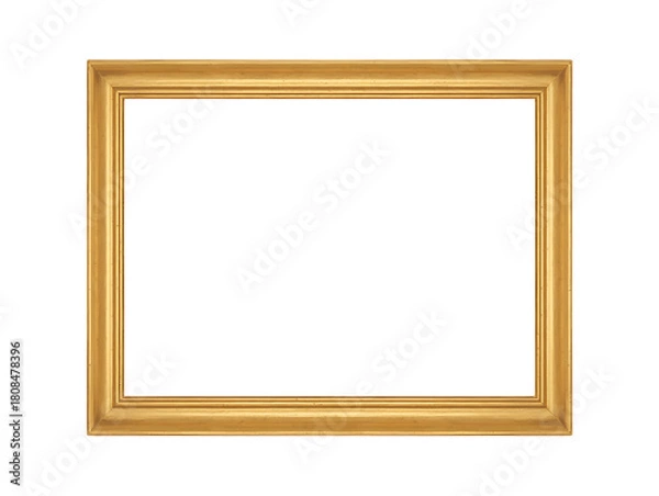 Fototapeta Simple gold picture frame mockup isolated on transparent background