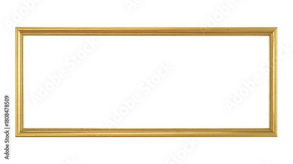 Fototapeta Simple gold picture frame mockup isolated on transparent background