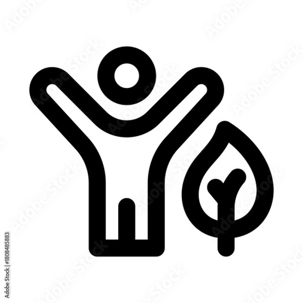 Obraz Eco volunteer icon. Modern line icon design with professional minimal vector styling crafted for environmental volunteering, sustainability, community, and green initiatives concepts