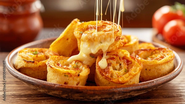 Fototapeta baked potatoes with herbs