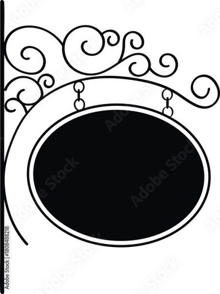 Fototapeta Vintage Wrought Iron Scroll Bracket Hanging Sign Template