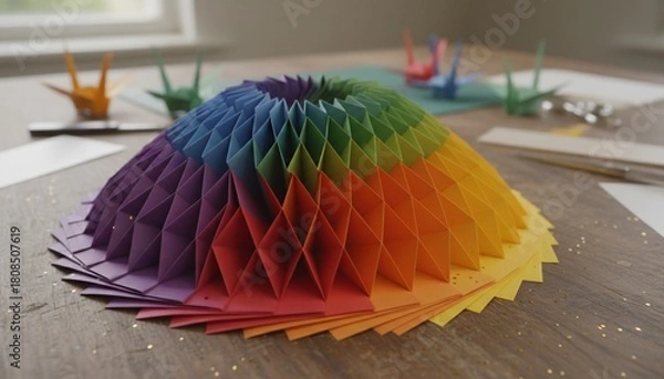 Fototapeta Rainbow Paper Craft - A Colorful and Creative Display.