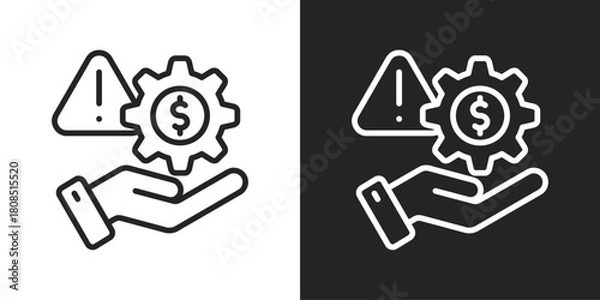 Fototapeta Risk Management Icon In Black And White Line Style