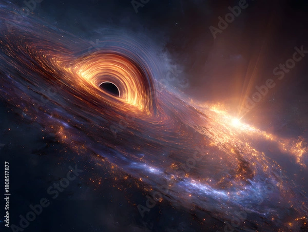 Obraz A mesmerizing black hole in deep space with swirling cosmic dust and light