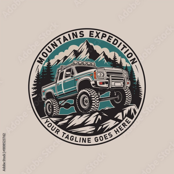 Obraz SUV 4x4 truck emblem ready made logo vector isolated.