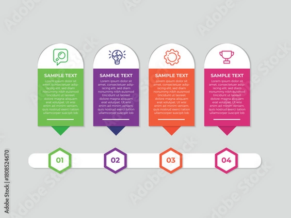 Fototapeta Vector infographic label design with circle infographic template design and 4 options or steps. Can be used for process diagram, presentations, workflow layout, banner, flow chart, info graph.