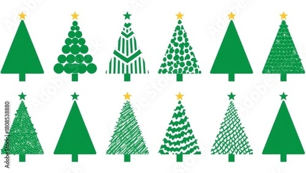 Fototapeta Creative Christmas Tree Icon Collection