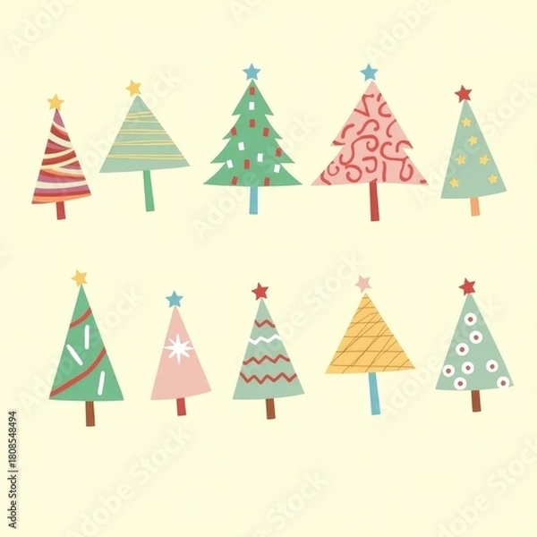 Fototapeta Festive Winter Tree Collection