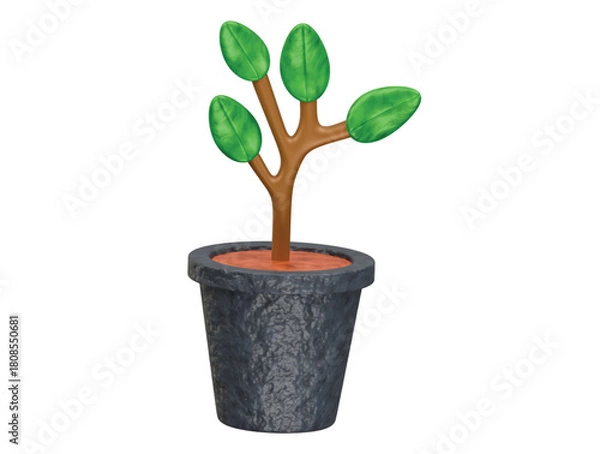 Fototapeta rubber plant icon 3d illustration render