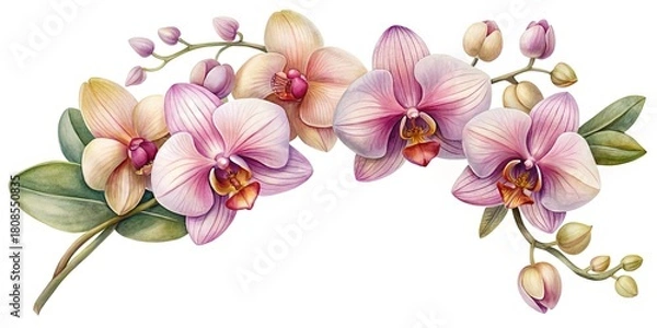 Obraz Watercolor illustration of vibrant phalaenopsis orchids