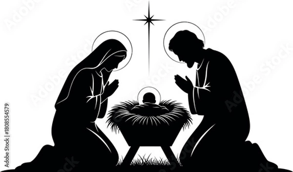 Obraz Nativity scene silhouette
