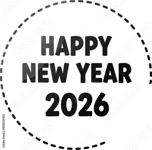 Fototapeta Happy new year 2026 sticker on a white background design