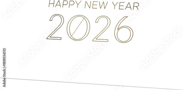 Fototapeta Elegant happy new year 2026 greeting card on white paper