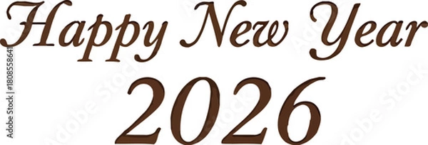 Obraz Happy new year 2026 engraved on a wooden plaque isolated