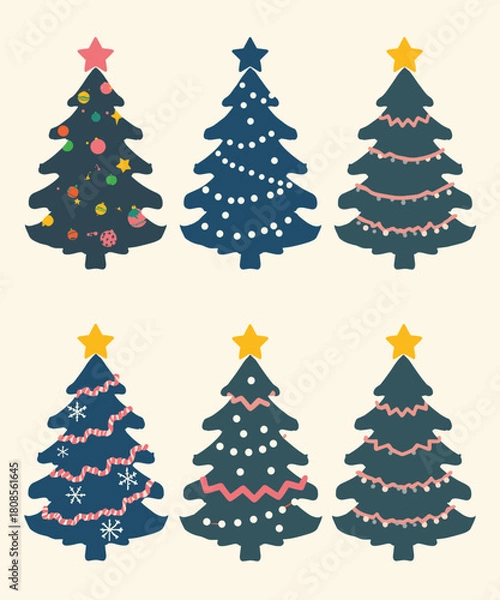 Fototapeta Festive Christmas Tree Set
