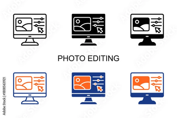 Obraz Photo Editing  Icon Multi Style Vector Illustration