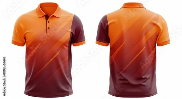 Fototapeta Men's polo shirt mockup featuring a vertical split design with solid dark grey and a subtle geometric diamond pattern showing front and back view.