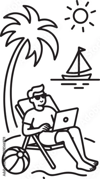 Fototapeta Working on the Beach A Heavenly Experience