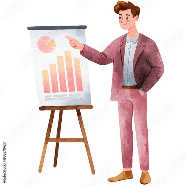 Obraz a business person pointing at a chart