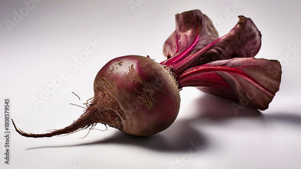 Fototapeta A whole beetroot with deep purple color on white background