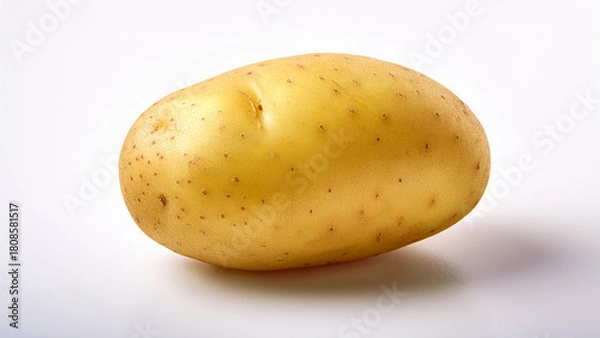 Fototapeta A single potato with natural texture placed neatly on a white background