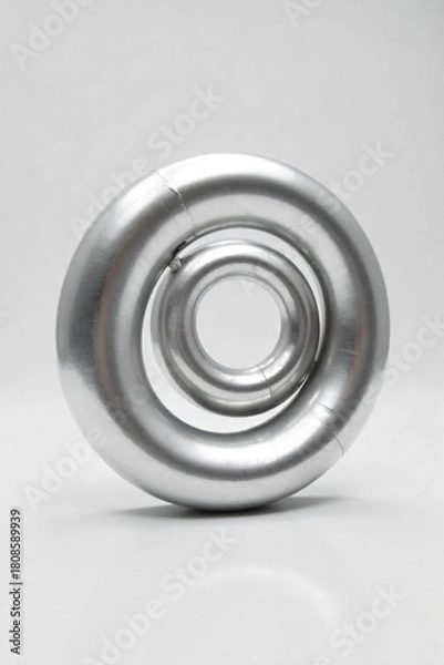 Obraz Abstract spiral of polished silver, reflecting light with a metallic sheen, smooth curves, modern elegance, studio shot. An abstract, highly polished silver spiral sculpture with intricate reflective