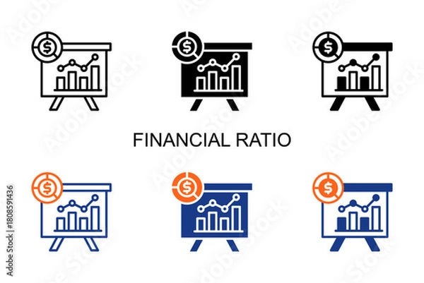 Fototapeta Financial Ratio Icon Multi Style Vector Illustration