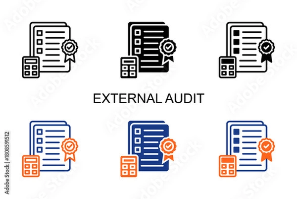 Fototapeta External Audit Icon Multi Style Vector Illustration